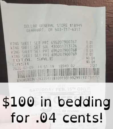 $100 in bedding for .04 cents